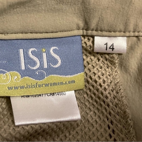 Isis Mini GOLF Skirt 14 khaki tan, 3 Pockets Zip / Buttons Nylon Spandex - Picture 8 of 10